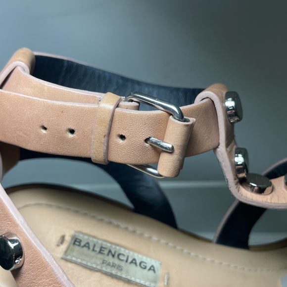 Balenciaga studed gladiador sandals nude laather sz 39.5 made in italy - Picture 13 of 15
